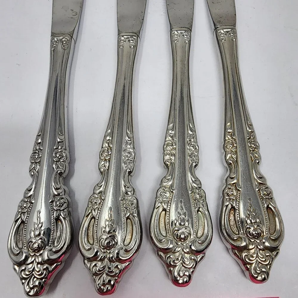 Oneida Brahms Stainless Steel Flatware Knives Set Of 4 Ornate Design